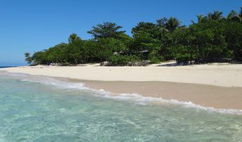 Fiji, Mamanucas, Navini island, beach, view from water