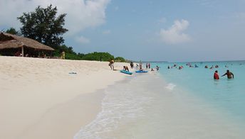 India, Laccadives, Kadmat island, beach, water edge