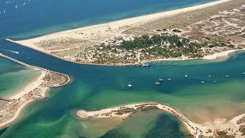 Portugal, Algarve, Tavira beach, aerial view from mainland