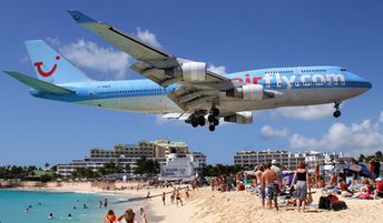 Сен-Мартен, Пляж Махо бич, TUI Boeing 747