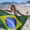 Brazil, Rio de Janeiro, Copacabana beach, flag