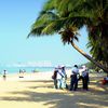 China, Hainan, Sanya Bay beach, palm