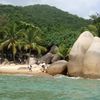 China, Hainan, Tianya Haijiao beach, view from water