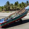 El Salvador, Playa El Esteron beach, boat