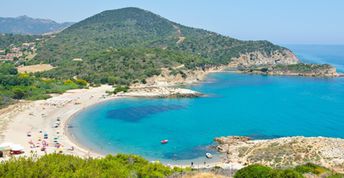 Italy, Sardinia, Chia beach, bay