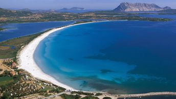 Italy, Sardinia, La Cinta beach, aerial view