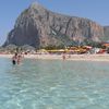 Italy, Sicily, San Vito Lo Capo beach, mountain