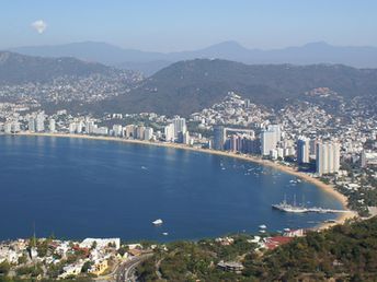 Mexico, Acapulco beach, aerial beach