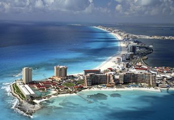 Mexico, Cancun beach, aerial view