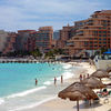 Mexico, Cancun beach, parasols