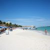 Mexico, Playa del Carmen beach, parasols