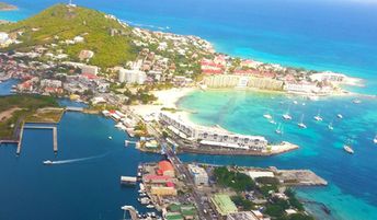 Saint Martin, Simpson Bay beach, aerial view