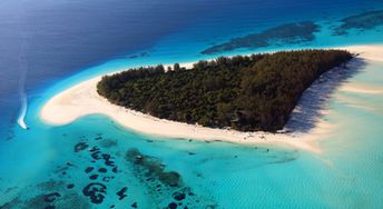 Tanzania, Zanzibar, Mnemba island, aerial view