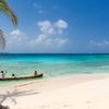 Panama, San Blas, Isla Diablo beach, boat