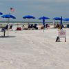 Mississippi, Ship Island, beach, parasols