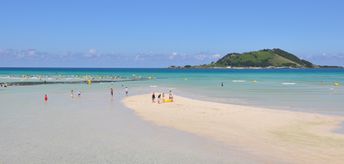 South Korea, Hyeopjae beach, sandbank