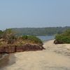 India, Goa, Siridao beach, rock