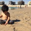 Kuwait, Al Khiran beach, wet sand