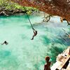Vanuatu, Efate, Blue Lagoon beach, swing rope