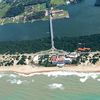 Lazio, Sabaudia beach, bridge, aerial