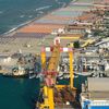 Tuscany, Marina di Carrara beach, aerial view