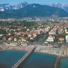 Tuscany, Marina di Massa beach, aerial view