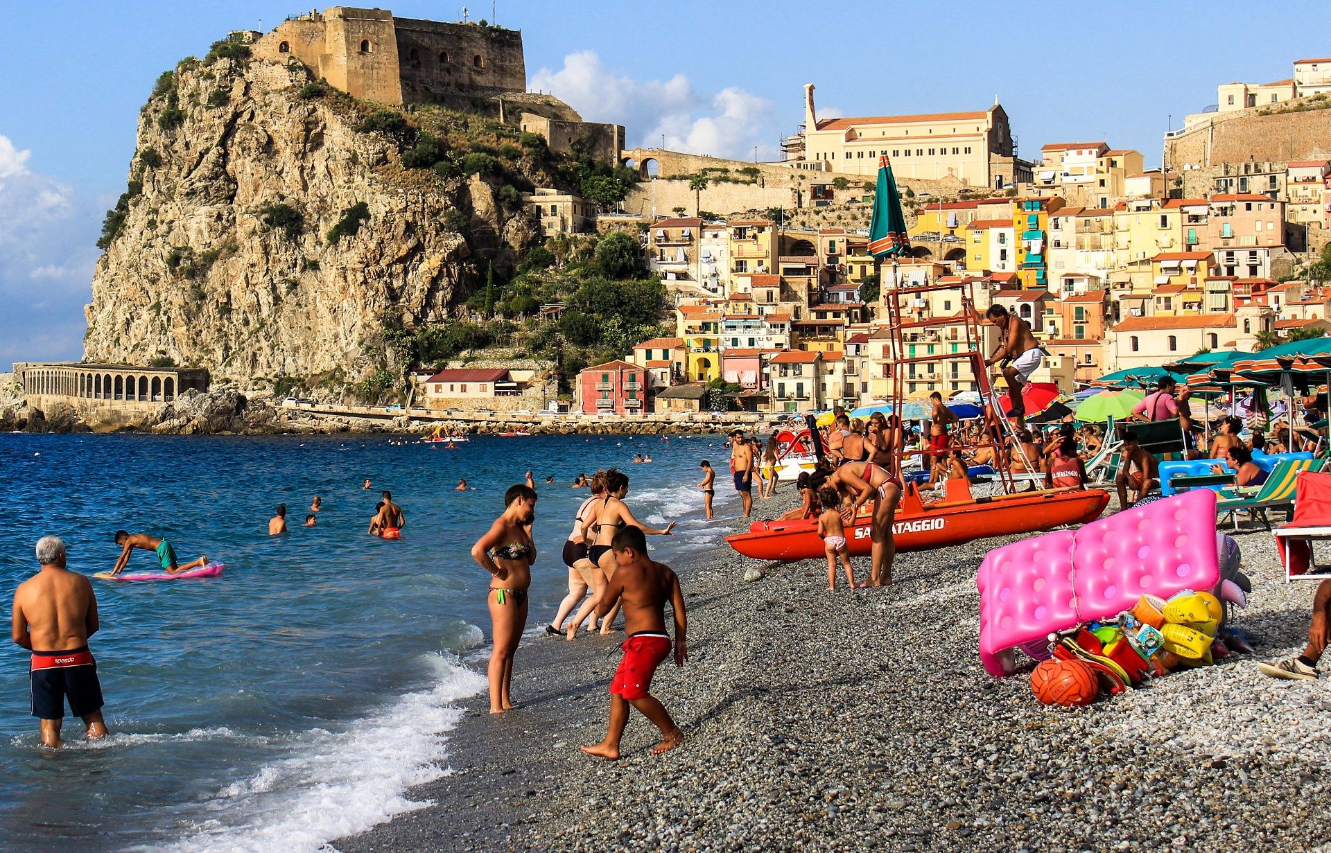 Italy, Calabria, Scilla, Marina Grande beach.