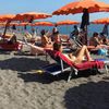 Italy, Castrocucco di Maratea beach, sunbeds