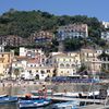 Italy, Cetara beach, view from pier