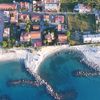 Italy, Favazzina beach, breakwaters, aerial