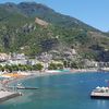 Italy, Maiori beach, pier