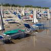 Italy, Apulia, Castellaneta Marina beach, wet sand