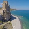 Italy, Calabria, Roseto Capo Spulico beach, castle