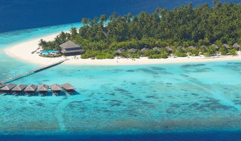 Maldives, Faafu, Filitheyo isl, beach, aerial view