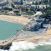 Namibia, Swakopmund beach, breakwater