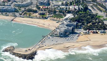 Namibia, Swakopmund beach, breakwater