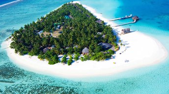 Maldives, Dhaalu atoll, Angsana Velavaru island, aerial view