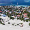 Maldives, Dhaalu atoll, Meedhoo island, aerial view