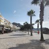 Spain, Costa Brava, Blanes beach, palmed promenade