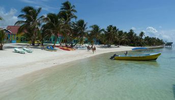 Belize, Ambergris Caye, Tranquility Bay beach, boat