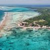 Belize, Turneffe, Turneffe Flats beach, aerial view