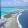 Cook Islands, Aitutaki atoll, aerial view, Ee island (Ee motu) - at right