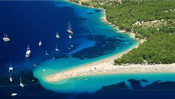 Croatia, Brac, Zlatni Rat beach, aerial view