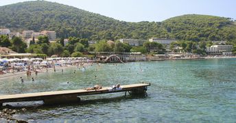Croatia, Dubrovnik, Lapad beach, pier