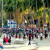 India, Andaman Isl, Port Blair, Corbyn's Cove beach, crowd