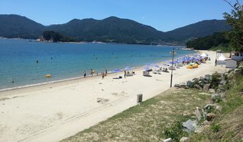 South Korea, Busan, Geojedo, Gujora beach, view from top