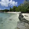 French Polynesia, Maupiti, Motu Pitiahe beach, view from water