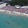 Italy, Apulia, Casino dei Turchi beach, aerial view