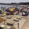 Italy, Apulia, Trani beach, crowd