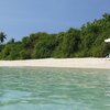 Maldives, Noonu, Fodhdhoo island, beach, view from water